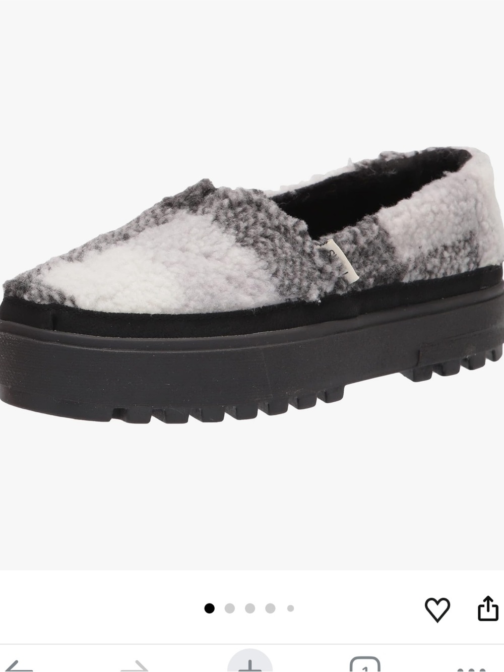 TOMS Women's Alpargata Lug Sneaker in Black and White Sherpa